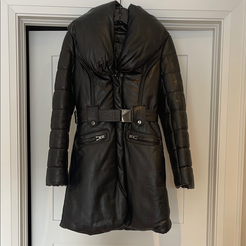 Women's Real Leather Rudsak Black Puffer Jacket